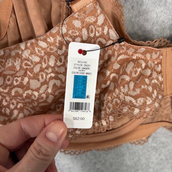 Skarlett Blue Bra‎ 40DDD Tan Balconette Lace Underwire Unlined 336221 NEW $62 - Picture 7 of 12